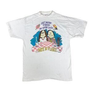 Tuff Tee Vintage Men's Get More Fiber In Your Diet Print T-Shirt Size XL White